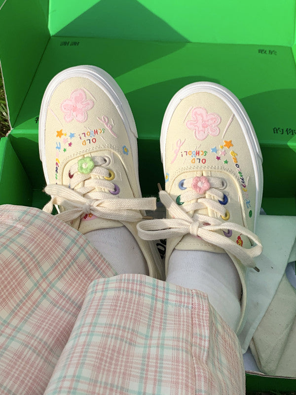 All-match Art Cute Student Custard Canvas Shoes Women