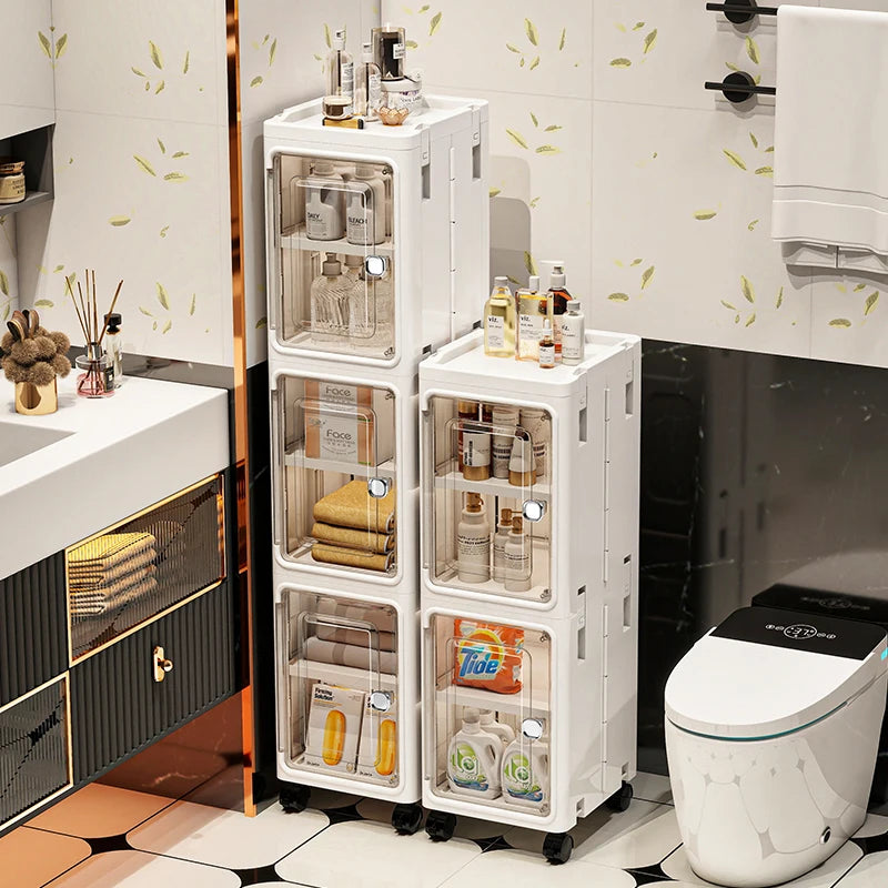 Bathroom foldable slit cabinet, bathroom storage cabinet, light luxury shelf, toilet side floor-standing storage cabinet